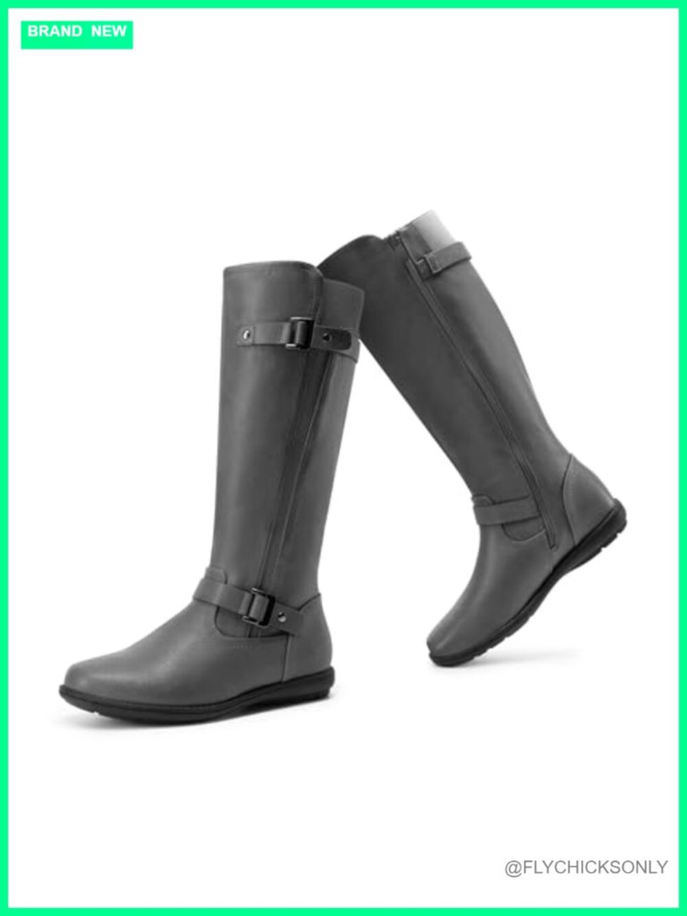 Wide Calf Knee High Boots Faux Fur Lined Slip On Winter Flats